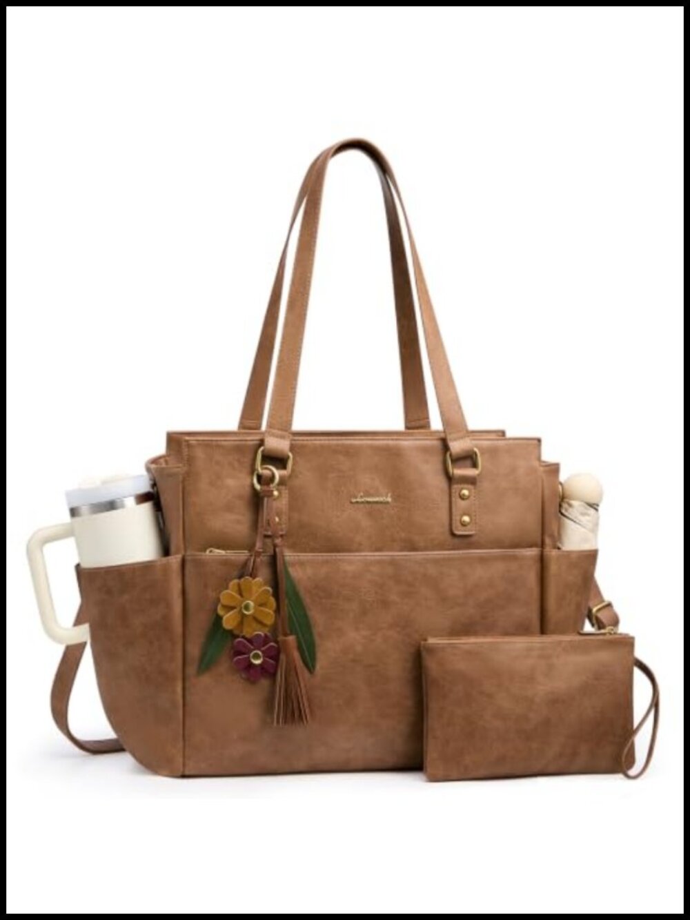 LOVEVOOK Faux Leather Laptop Tote Bag for Women 15.6in Work Commuter